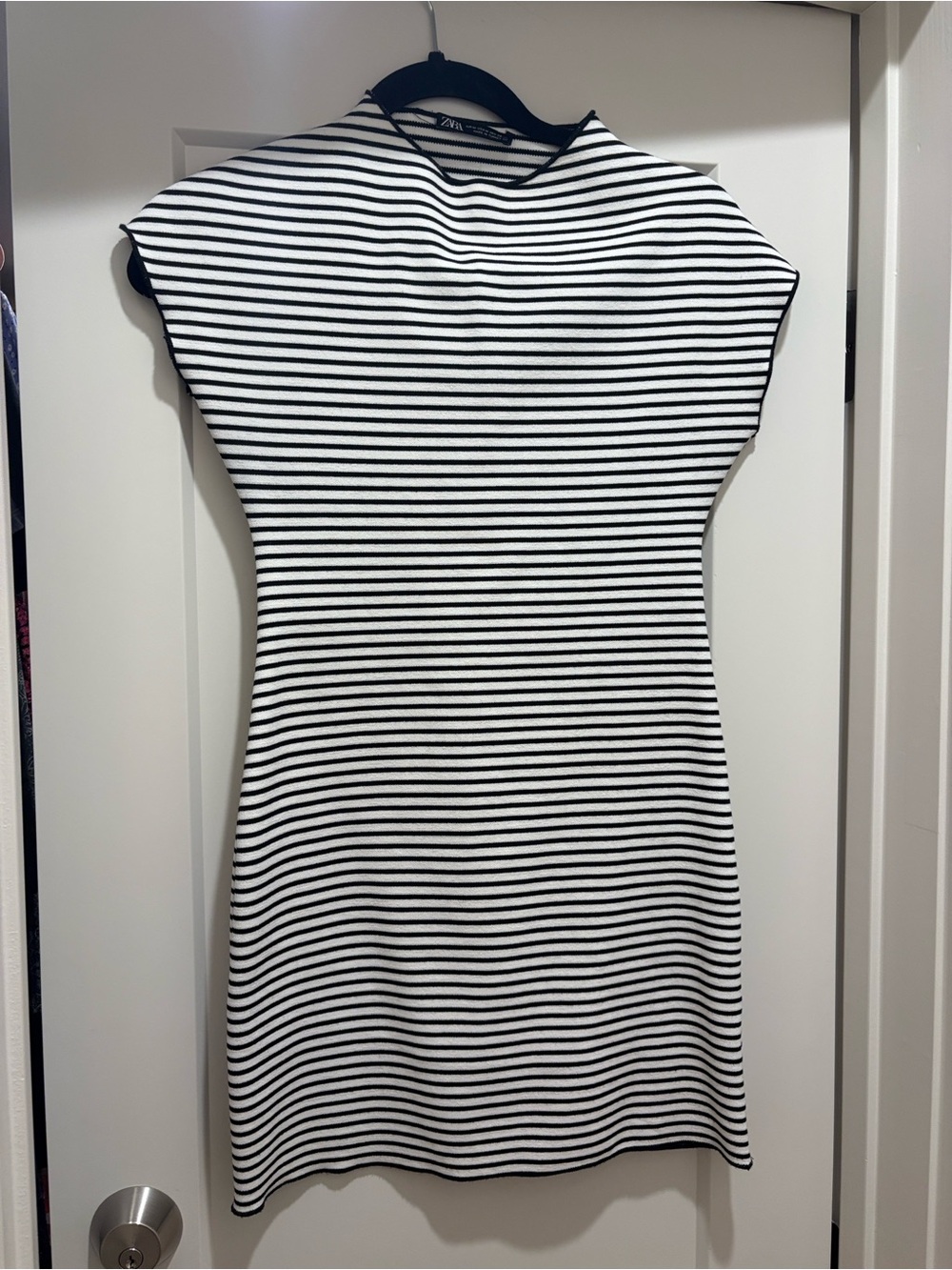 Zara Black and White Striped Mini Dress